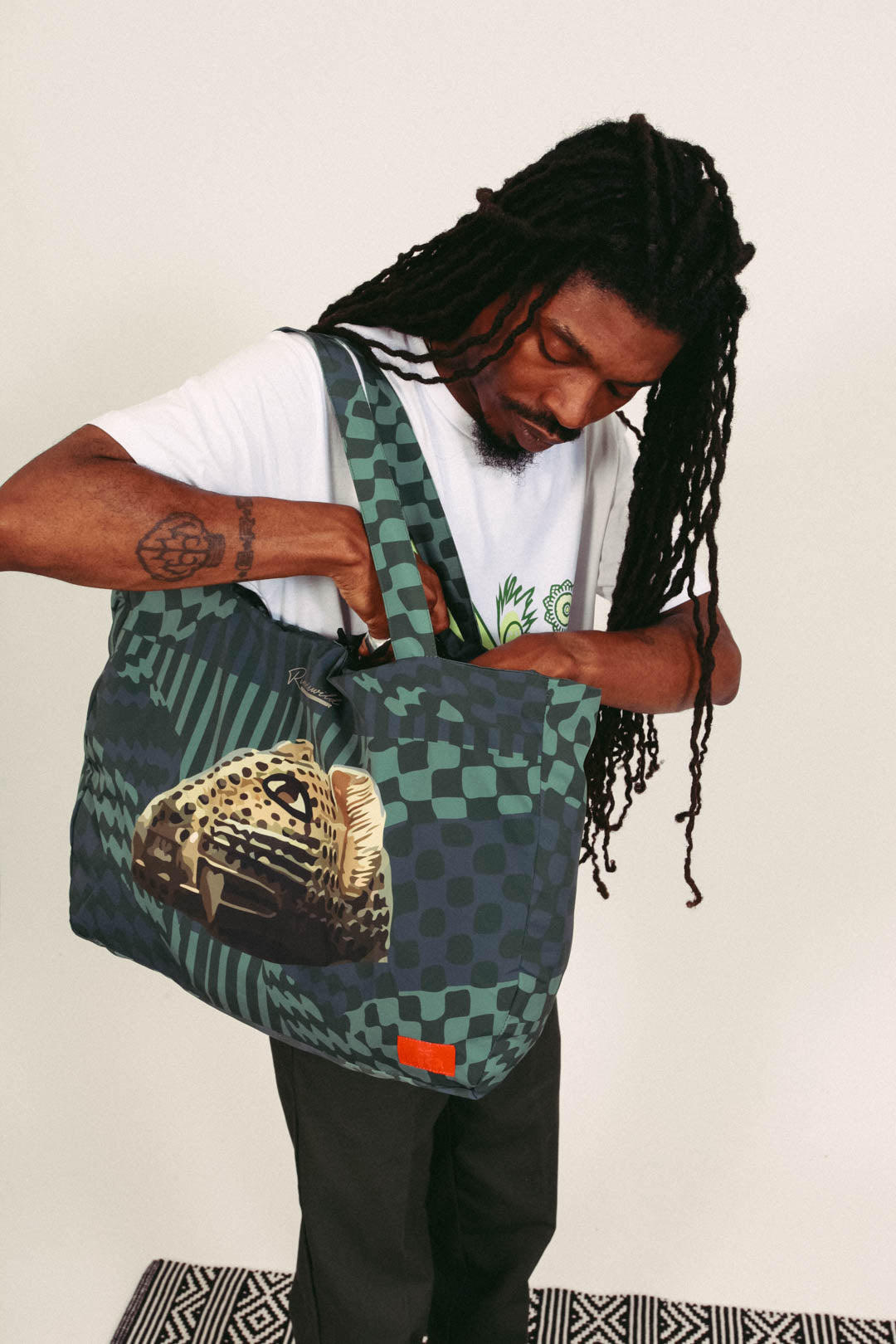 BENIN GRID TOTE (GREEN)
