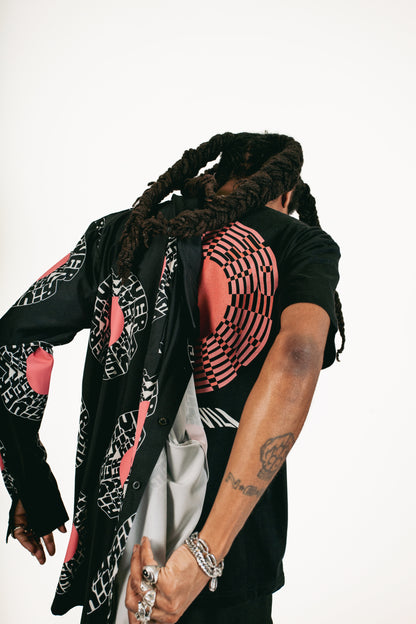 BLOOM BUTTON UP (BLACK)