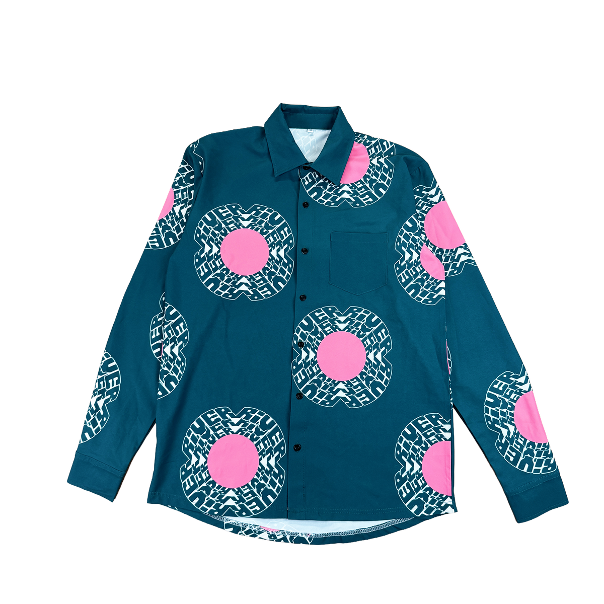 BLOOM BUTTON UP (TEAL)