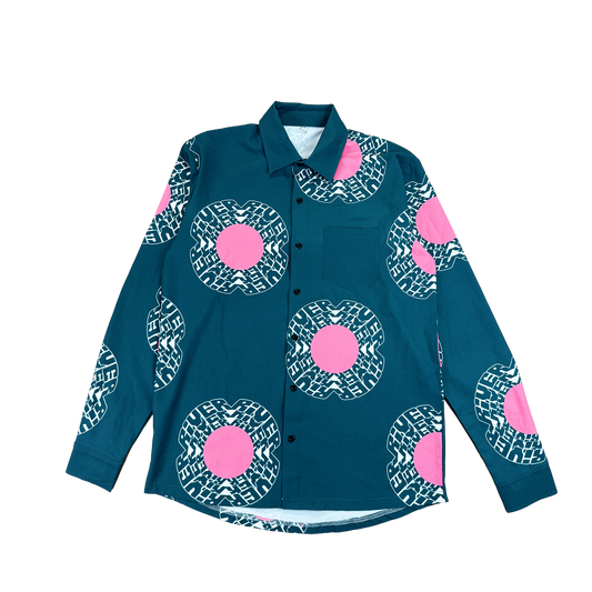 BLOOM BUTTON UP (TEAL)