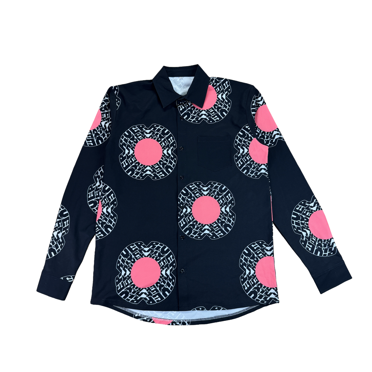 BLOOM BUTTON UP (BLACK)