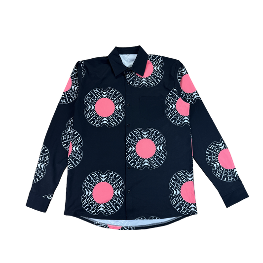 BLOOM BUTTON UP (BLACK)